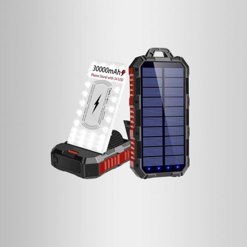 Outdoor Solar Power Bank 20000mAh 2 USB 18W-1 TYPE C 1 Micro USB 34 LED High Capacity Solar Phone Wireless Power Bank