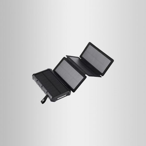 Outdoor Solar Power Bank 10000mah – 18W – Charge 4 Sonnpanel 2- USB-1 TYPE C-1 Micro USB + LED Flip Leder fal